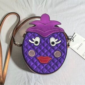 Gucci Purple Quilted Novelty Face Crossbody Bag